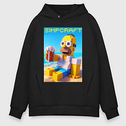 Толстовка оверсайз мужская Minecraft and Simpsons collaboration - ai art, цвет: черный