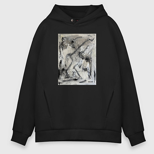 Мужское худи оверсайз Abstract painting / Черный – фото 1