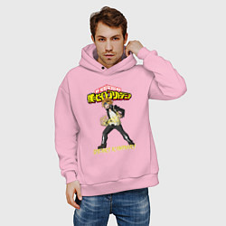 Толстовка оверсайз мужская Моя геройская академия Denki Kaminari, цвет: светло-розовый — фото 2