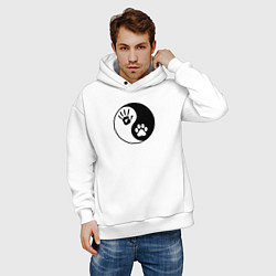 Толстовка оверсайз мужская Инь ян символ квадробика, цвет: белый — фото 2