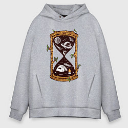 Толстовка оверсайз мужская Космический поход, цвет: меланж