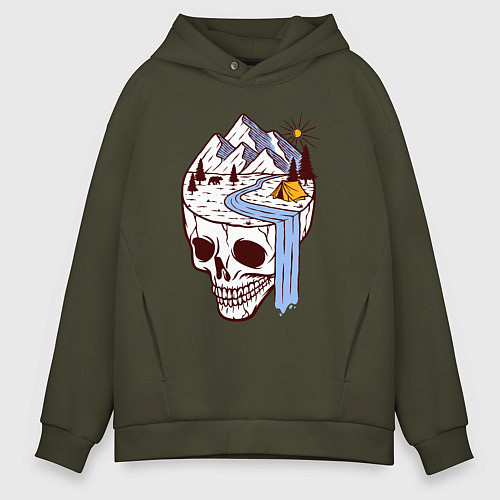 Мужское худи оверсайз Dead camper / Хаки – фото 1