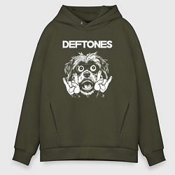 Толстовка оверсайз мужская Deftones rock dog, цвет: хаки