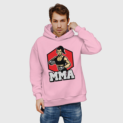 Мужское худи оверсайз MMA girl / Светло-розовый – фото 3