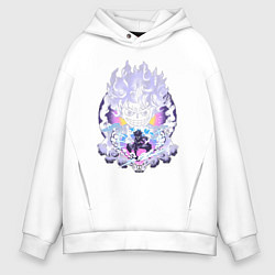 Толстовка оверсайз мужская Ван-Пис Луффи йонко, цвет: белый