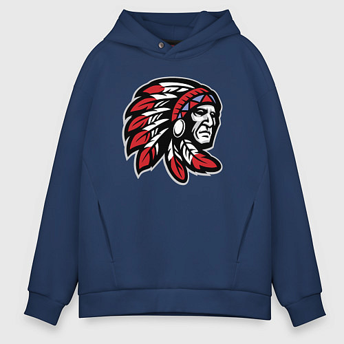 Мужское худи оверсайз Indian / Тёмно-синий – фото 1