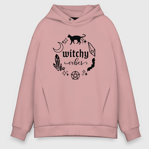 Мужское худи оверсайз Witchy vibes / Пыльно-розовый – фото 1