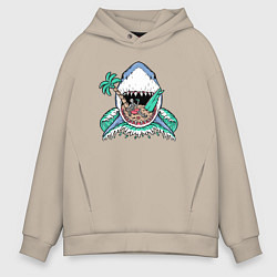Толстовка оверсайз мужская Акула и сервер, цвет: миндальный