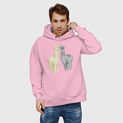 Толстовка оверсайз мужская Ламы, цвет: светло-розовый — фото 2