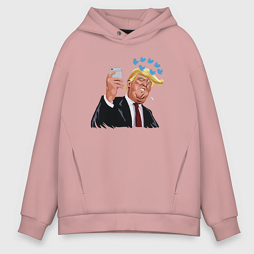Мужское худи оверсайз Твиттер Трампа / Пыльно-розовый – фото 1