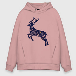 Толстовка оверсайз мужская Космический олень, цвет: пыльно-розовый