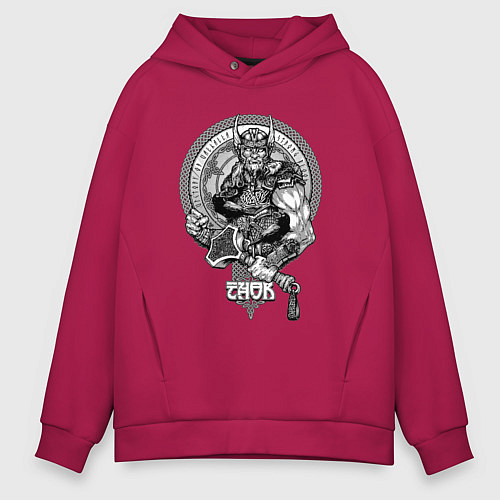 Мужское худи оверсайз Victory or Valhalla / Маджента – фото 1