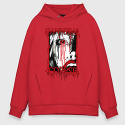 Толстовка оверсайз мужская Cannibal corpse - woman face, цвет: красный