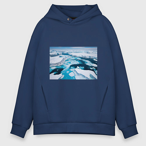 Мужское худи оверсайз Арктический лед / Тёмно-синий – фото 1
