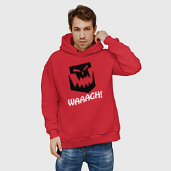 Толстовка оверсайз мужская Warhammer waaagh game, цвет: красный — фото 2