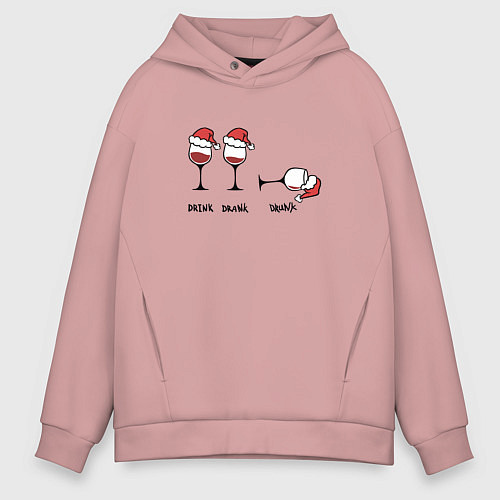 Мужское худи оверсайз Drink drank drunk - New Year / Пыльно-розовый – фото 1