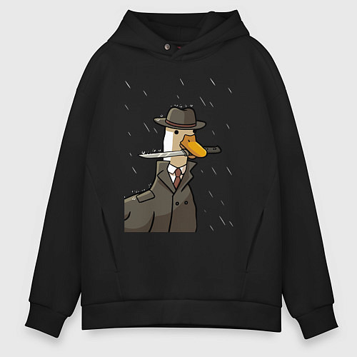 Мужское худи оверсайз Гусь агент с ножом / Черный – фото 1