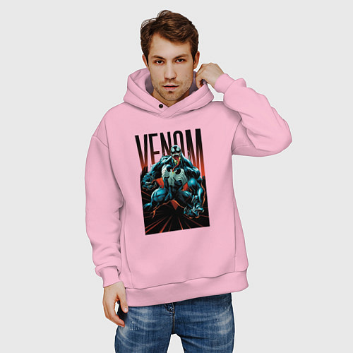 Мужское худи оверсайз Веном / Светло-розовый – фото 3
