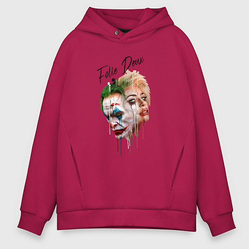 Мужское худи оверсайз Джокер и Харли / Маджента – фото 1