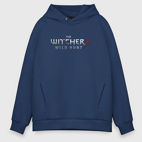 Мужское худи оверсайз The Witcher 3 logo / Тёмно-синий – фото 1
