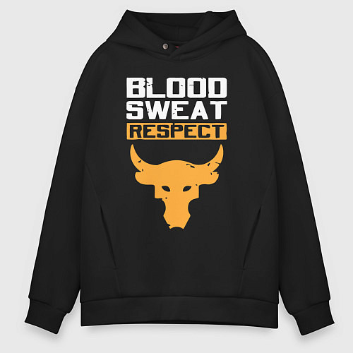 Мужское худи оверсайз Blood sweet respect logo / Черный – фото 1