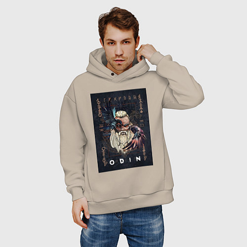 Мужское худи оверсайз Odin filing site / Миндальный – фото 3
