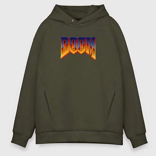 Мужское худи оверсайз Doom logotype / Хаки – фото 1