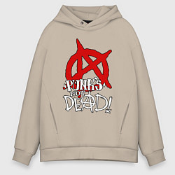 Толстовка оверсайз мужская Punks not dead title, цвет: миндальный