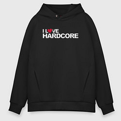 Толстовка оверсайз мужская I love hardcore, цвет: черный