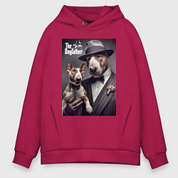 Толстовка оверсайз мужская Крёстный отец держит своего щенка - мем, цвет: маджента