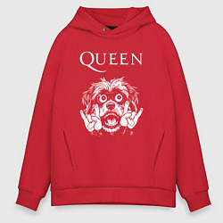 Толстовка оверсайз мужская Queen rock dog, цвет: красный