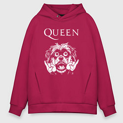 Толстовка оверсайз мужская Queen rock dog, цвет: маджента