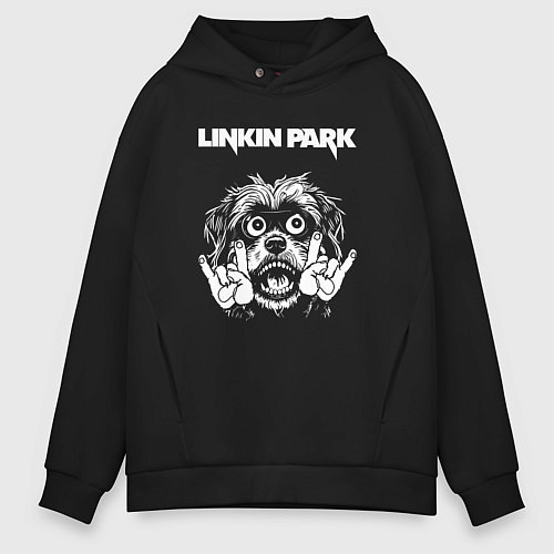 Мужское худи оверсайз Linkin Park rock dog / Черный – фото 1