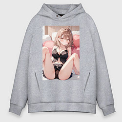 Толстовка оверсайз мужская Девушка секси, цвет: меланж