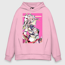Толстовка оверсайз мужская Геншин Яэ Мико Гудзи Яэ, цвет: светло-розовый