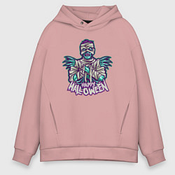 Толстовка оверсайз мужская Хэллоуин мумия, цвет: пыльно-розовый