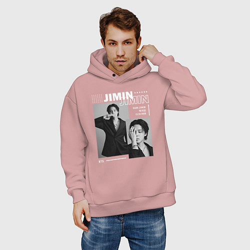 Мужское худи оверсайз Park Jimin bts / Пыльно-розовый – фото 3