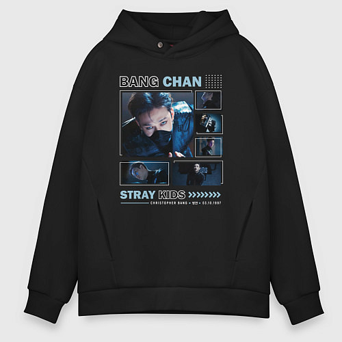 Мужское худи оверсайз Bang chan stray kids teaser / Черный – фото 1