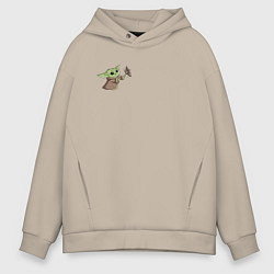 Толстовка оверсайз мужская Малыш - Беби Йода, цвет: миндальный