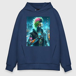 Толстовка оверсайз мужская Cool girl - cyberpunks not dead, цвет: тёмно-синий