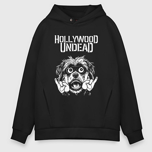 Мужское худи оверсайз Hollywood Undead rock dog / Черный – фото 1