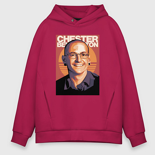 Мужское худи оверсайз Chester из Linkin park / Маджента – фото 1