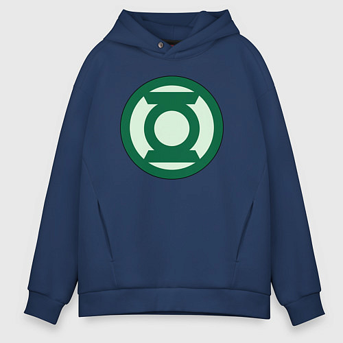 Мужское худи оверсайз Green lantern logo / Тёмно-синий – фото 1