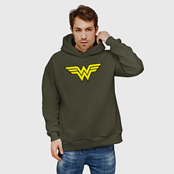 Толстовка оверсайз мужская Wonder woman logo, цвет: хаки — фото 2