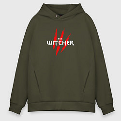 Толстовка оверсайз мужская The witcher волк, цвет: хаки