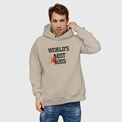 Толстовка оверсайз мужская Worlds best boss, цвет: миндальный — фото 2