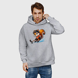 Толстовка оверсайз мужская Squirrel cub is the forward of the New Jersey devi, цвет: меланж — фото 2