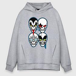 Толстовка оверсайз мужская Kiss skulls, цвет: меланж