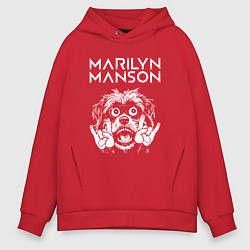 Толстовка оверсайз мужская Marilyn Manson rock dog, цвет: красный