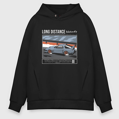 Мужское худи оверсайз Шевроле Корвет арт / Черный – фото 1